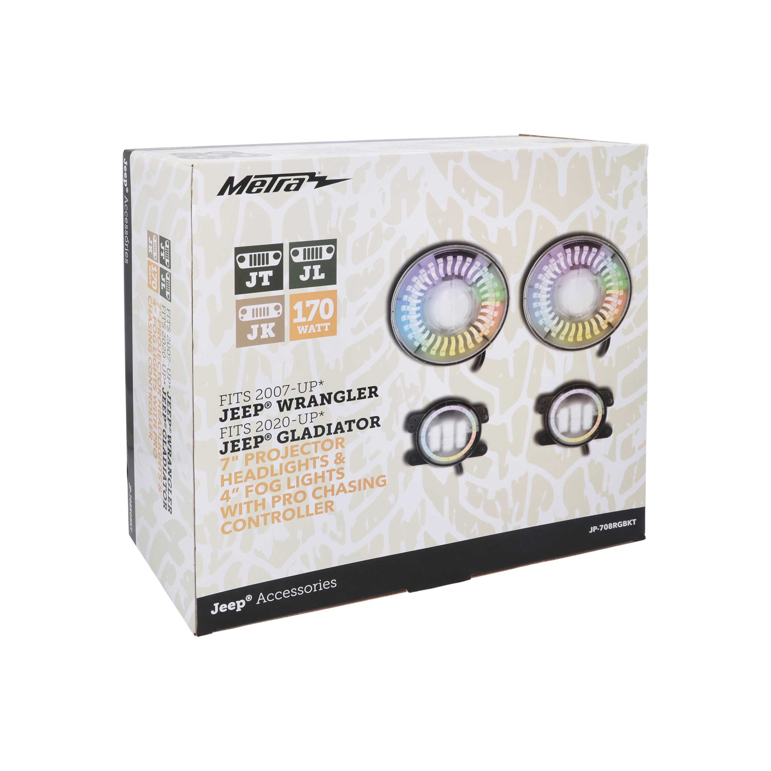 Chasing RGB 7" Projector lights & 4" Fog Lights w/Controller