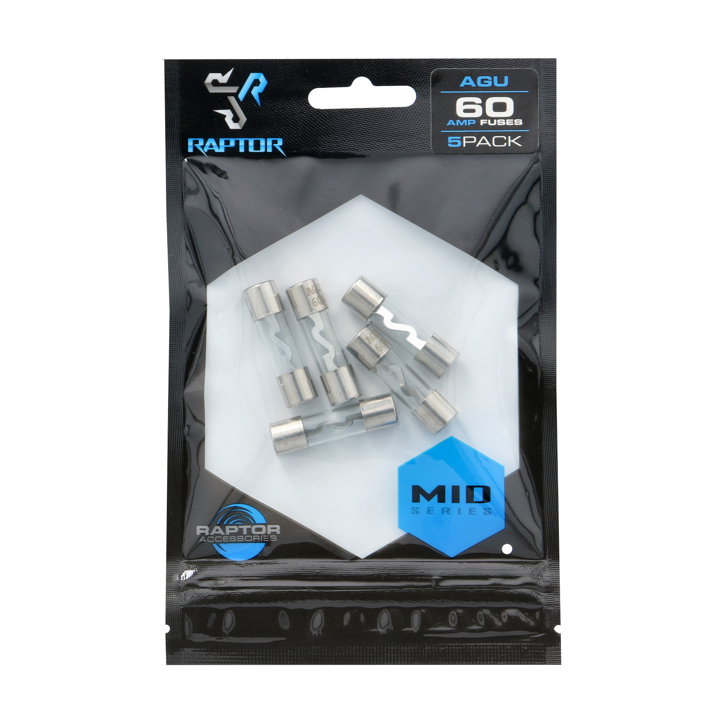 60 AMP AGU Fuses Nickel Plated - MID SERIES - 5 PK