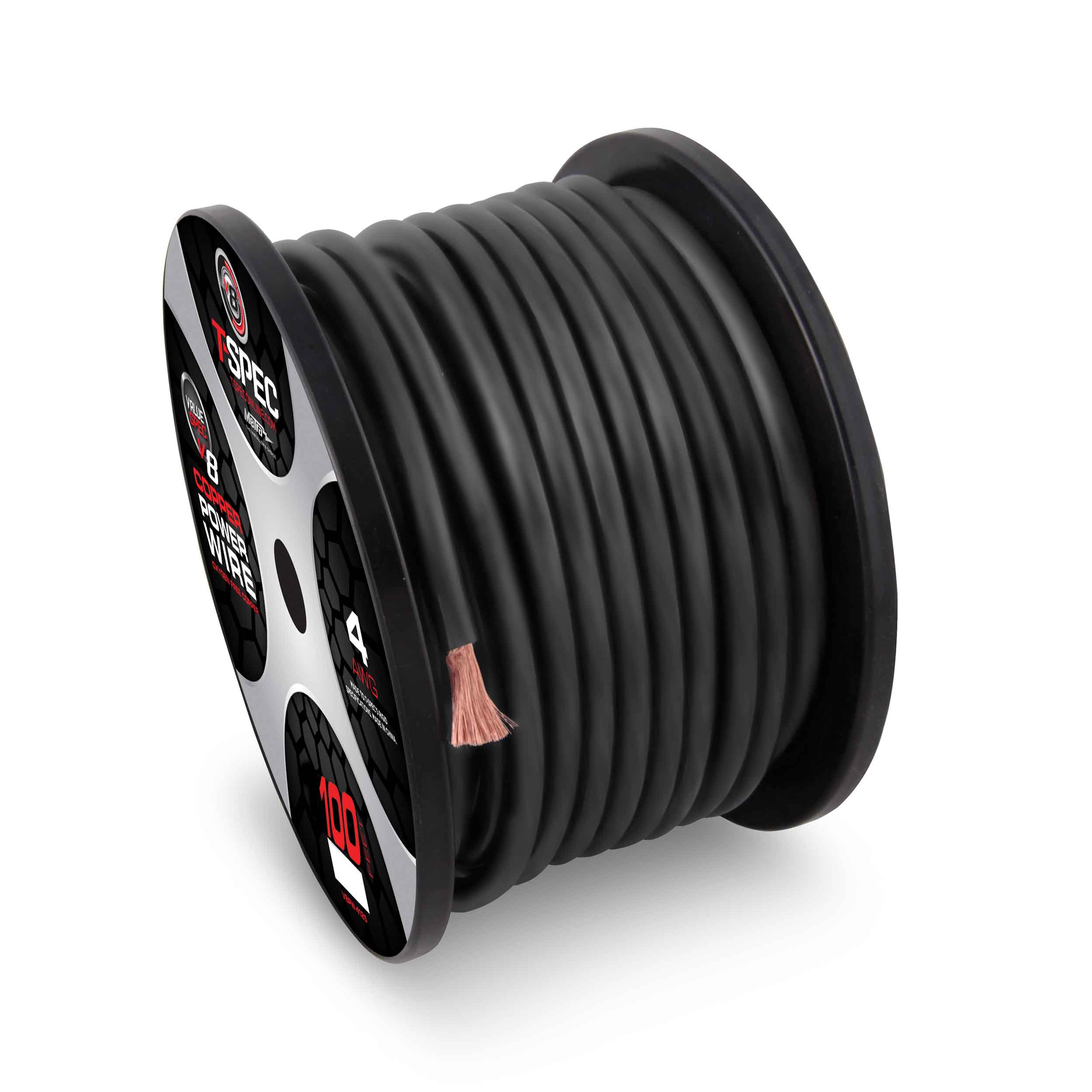 V8GT Series 4 AWG OFC Power Wire | 100 ft. | Black