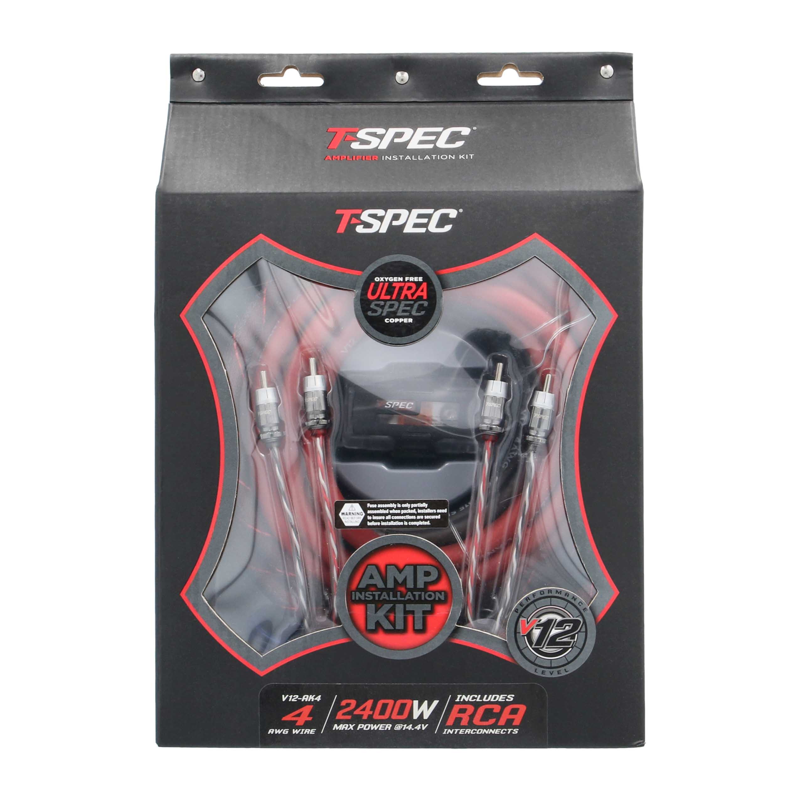 v12 4 AWG Amp Kit - 2400 W with RCA Cable