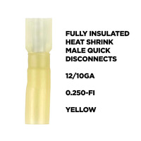 Heat Shrink Yellow Male Quick Disconnects 12-10 Gauge .250