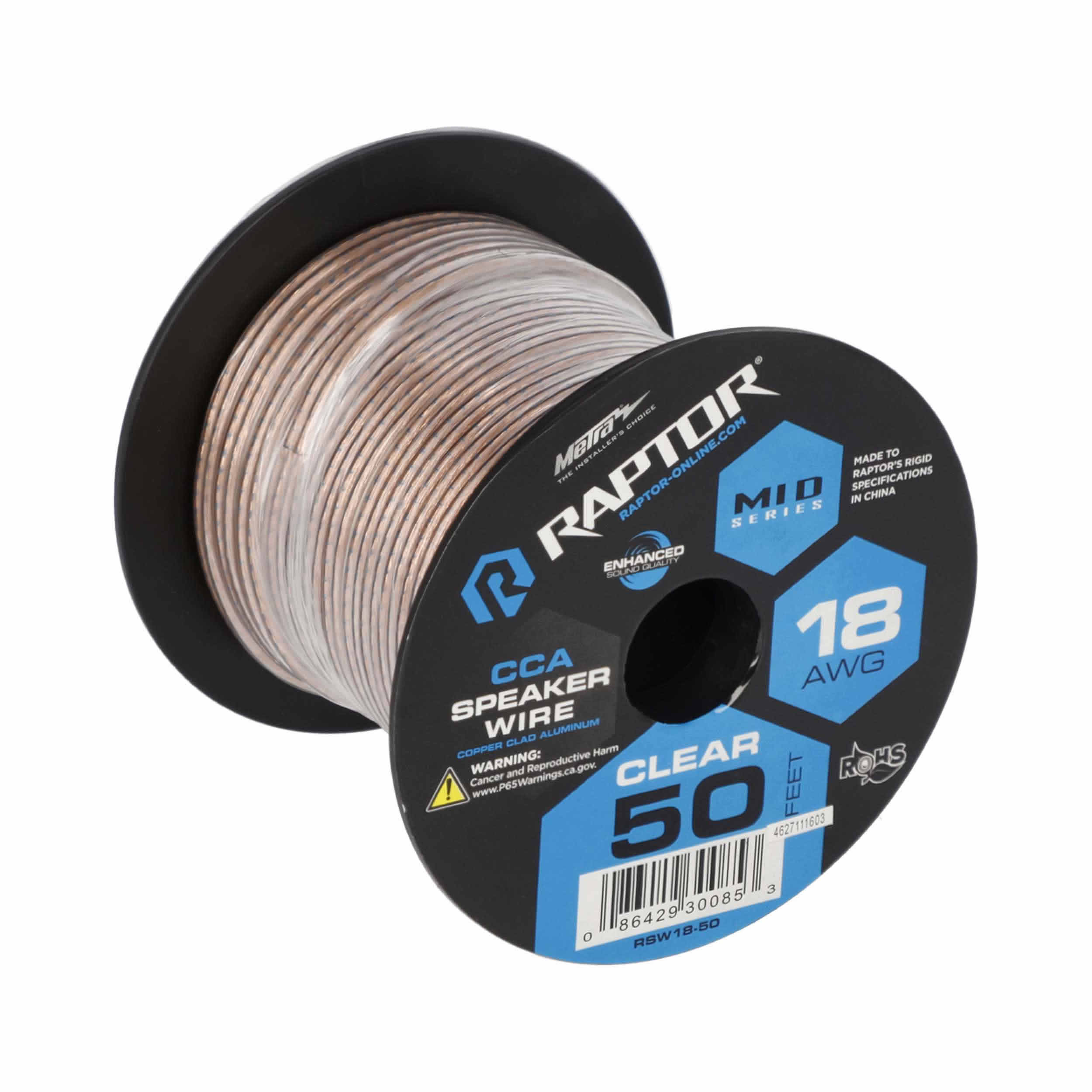 Speaker Wire 18GA CLEAR CCA 50FT - Vice Series