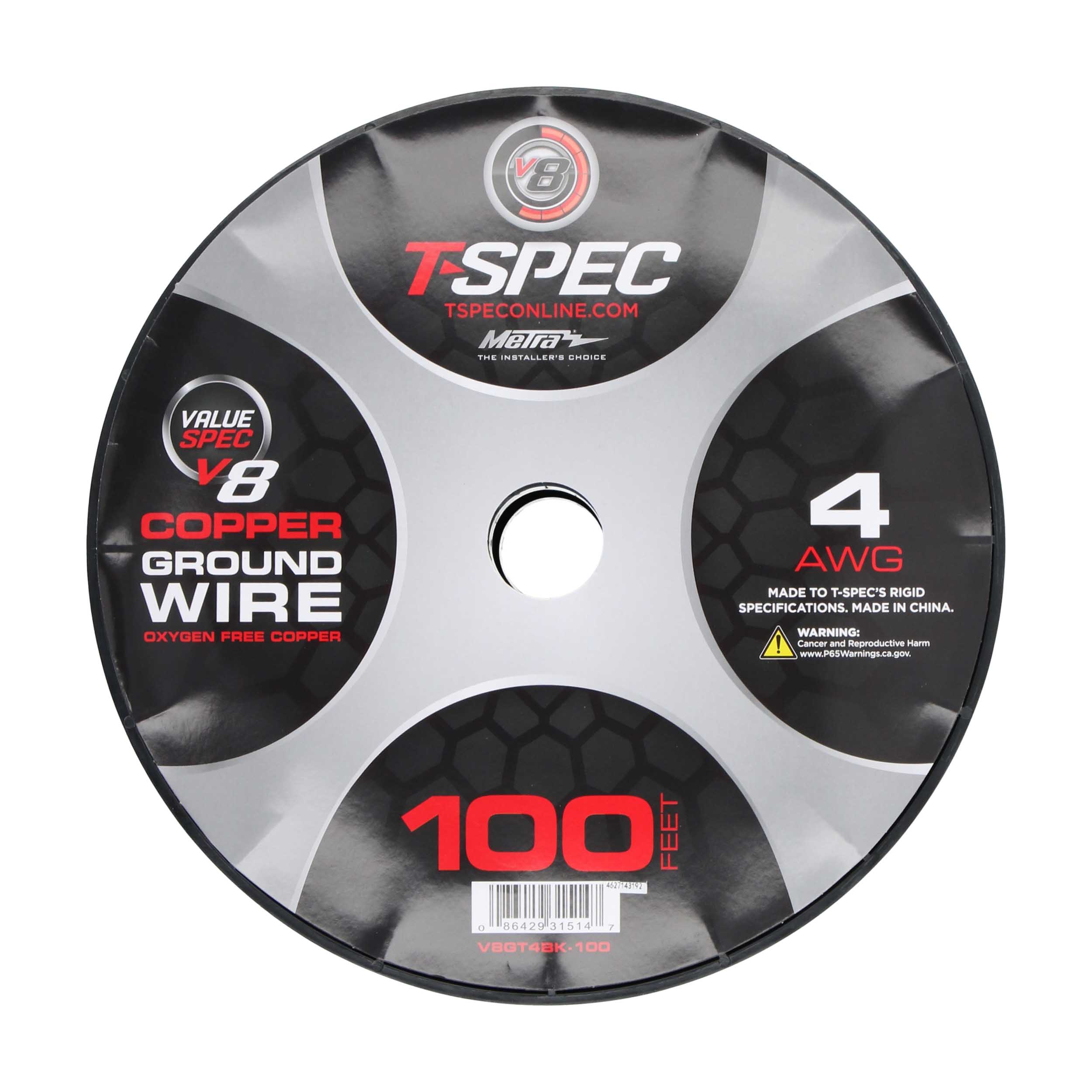 V8GT Series 4 AWG OFC Power Wire | 100 ft. | Black