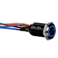 Black 12MM Round Illuminated Latching Switch Blue Qty 2