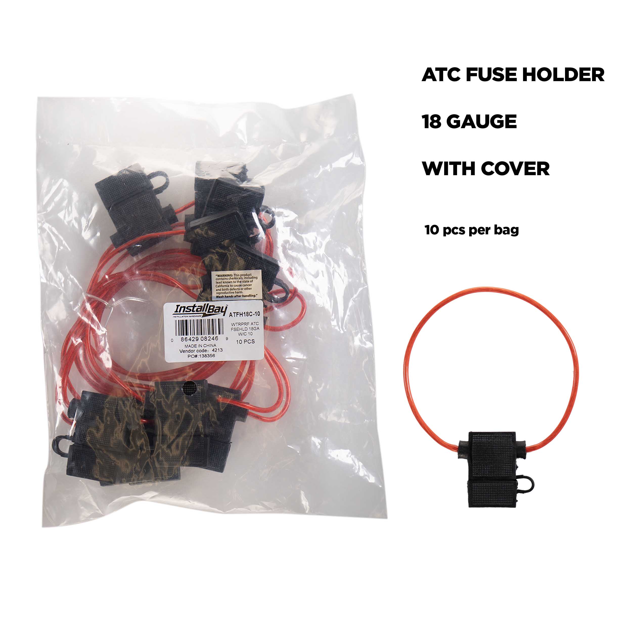 ATC Fuse Holder With Cover 18 Gauge - Package of 10