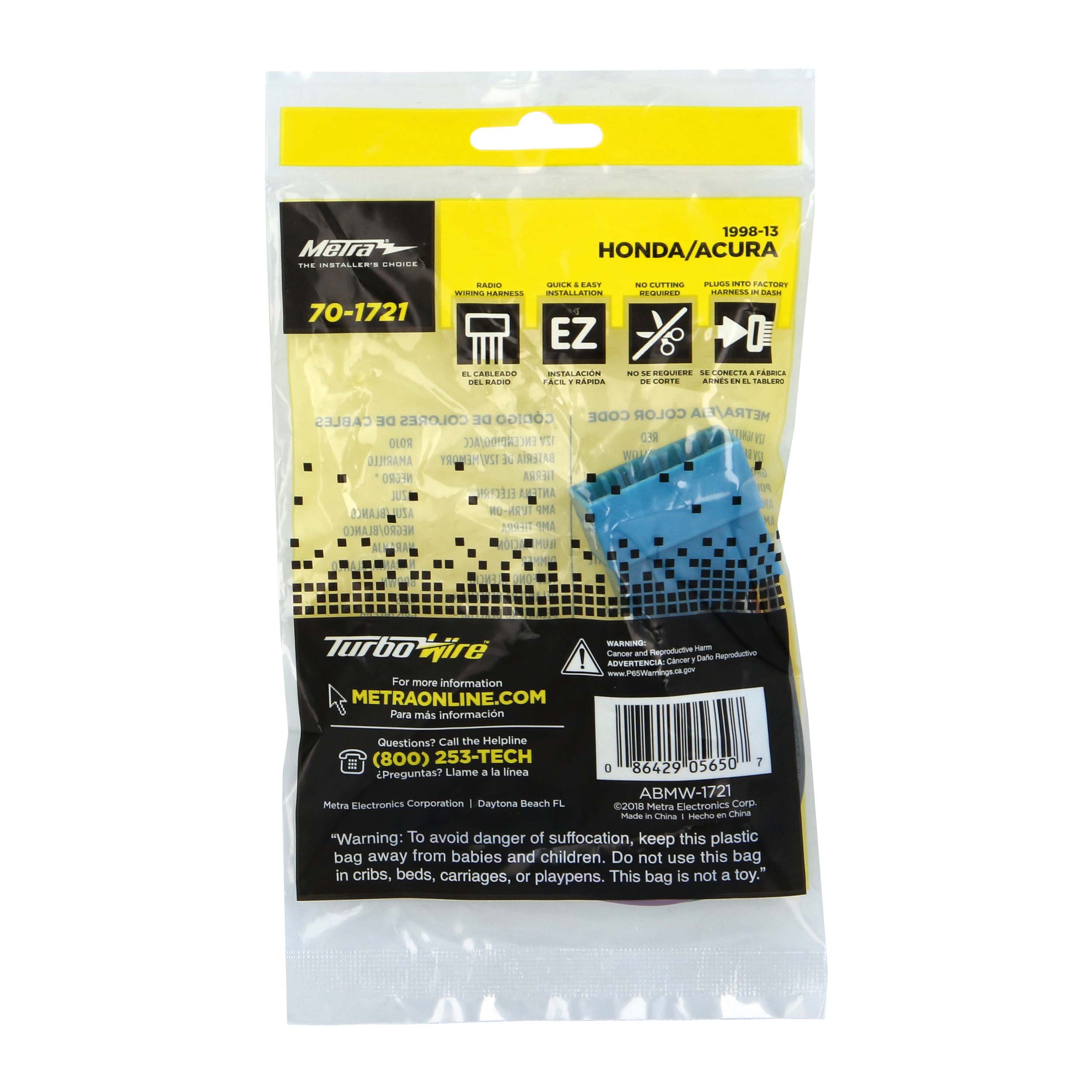 Radio Replacement Harness - Fits Acura / Honda / Isuzu / Suzuki 1998-2013