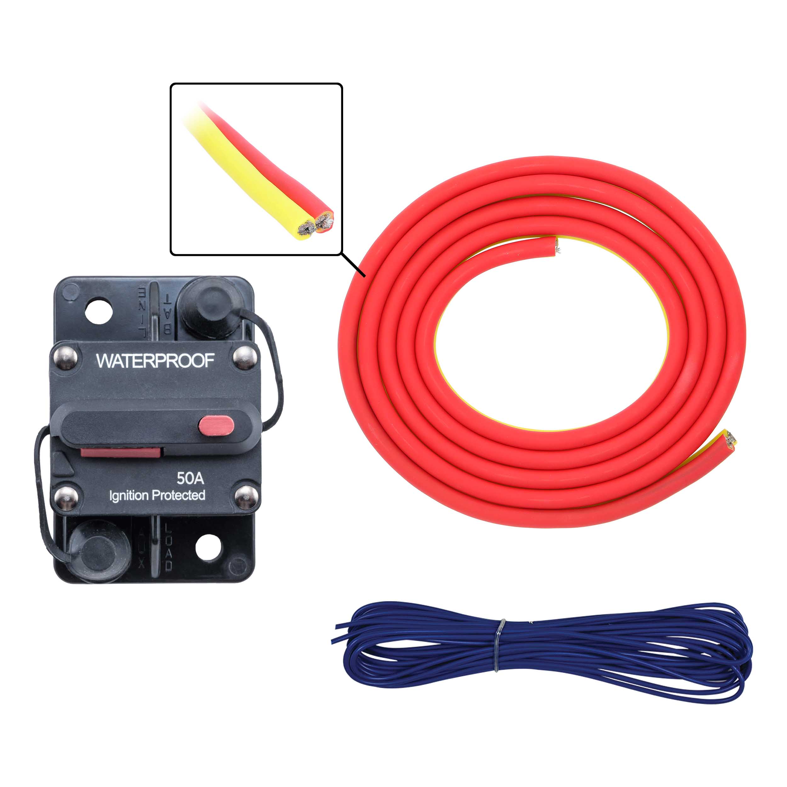 8 AWG Marine Amp Kit - 10ft. w/ Circuit Breaker