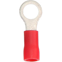 Red Vinyl Ring Terminal 22-18 Gauge #6 - Package of 100