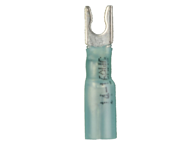Heat Shrink Blue Vinyl Locking Spade Terminal 16-14 Gauge #6
