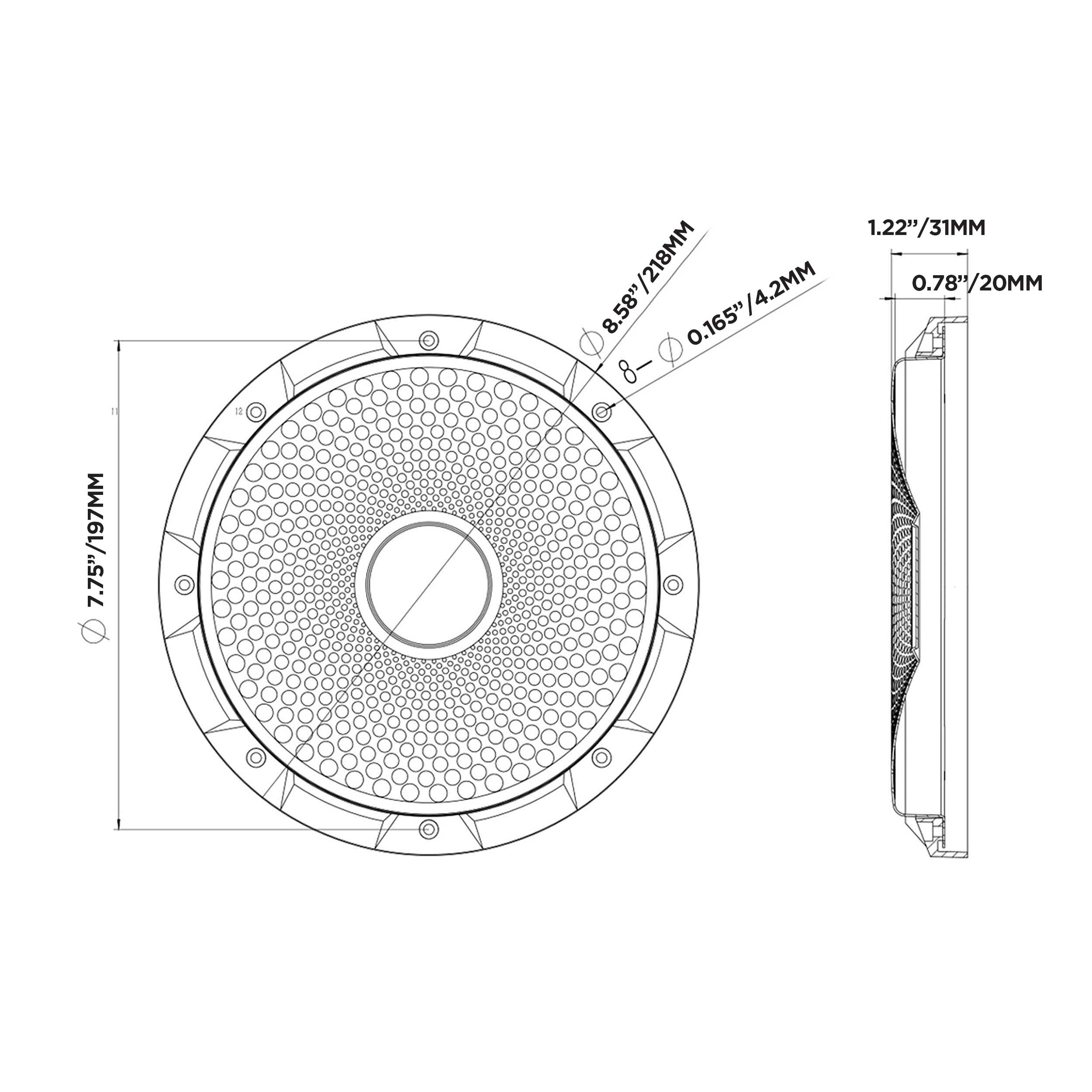 Speaker & Subwoofer Grille - 8-Inch