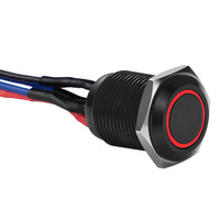 Black 12MM Round Illuminated Momentary Switches - Red