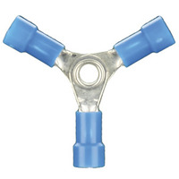 Blue Vinyl Butt Connector 16-14 Gauge 3 Way - Package of 100