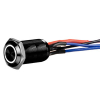 Black 12MM Round Illuminated Latching Switch White Qty 2