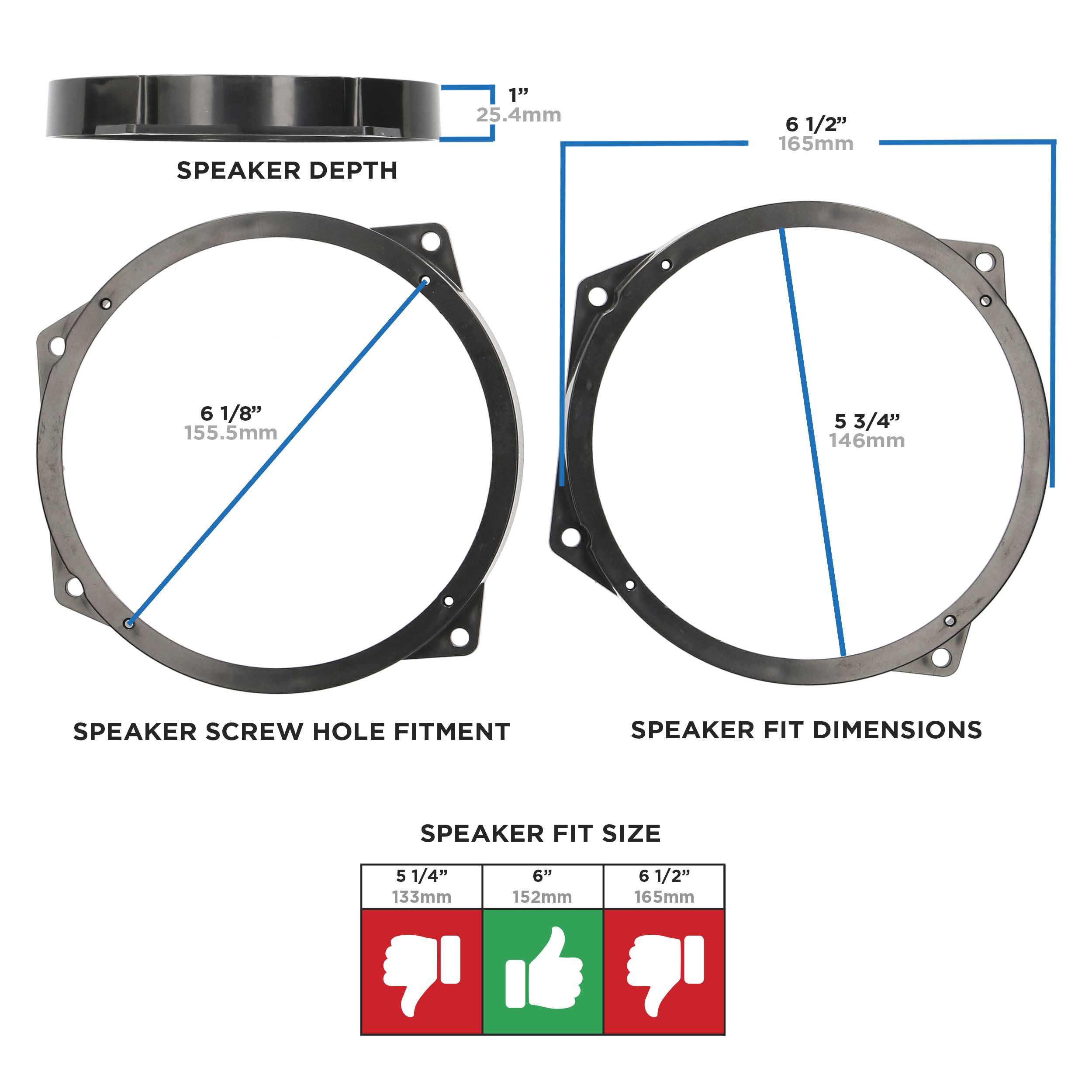 BMW 2002-2008 Speaker Adapters 6in - Pair