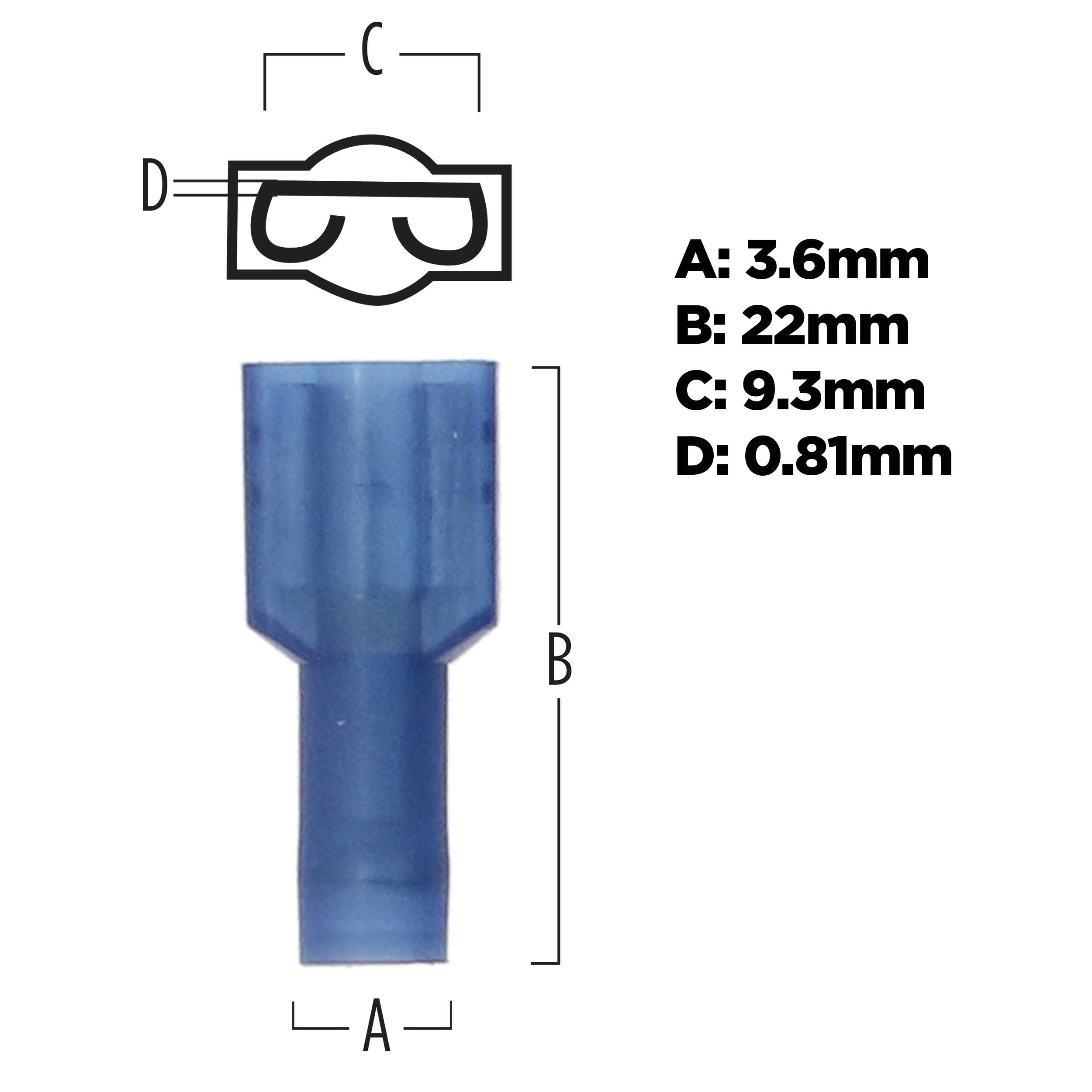 3M™ Blue Nylon Fem Quick Disconnect 16-14 AWG .250 InsulGrip