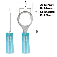 Heat Shrink Blue Ring Terminal 16-14 Gauge 3/8 inch