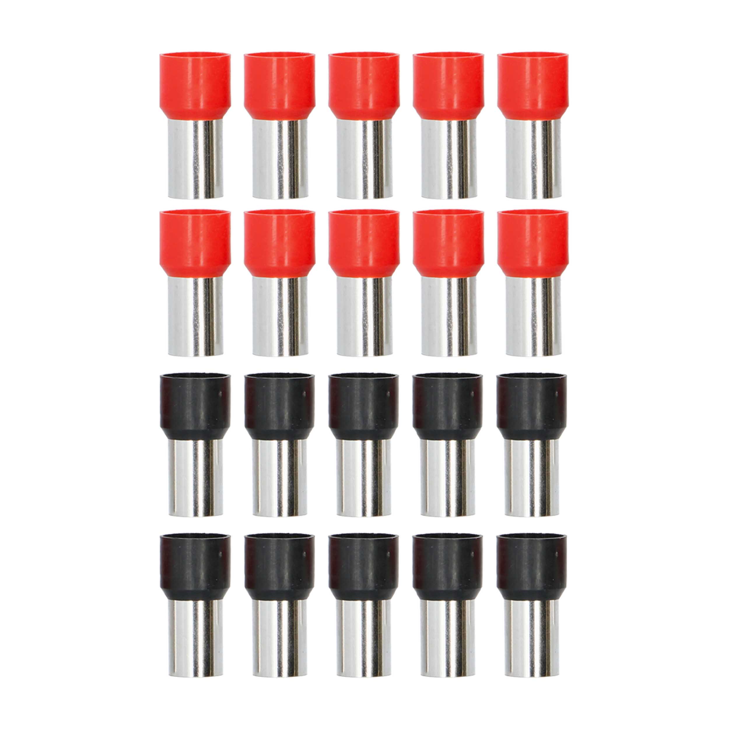 20-Piece Red and Black 0/1GA Ferrules - Refill Pack