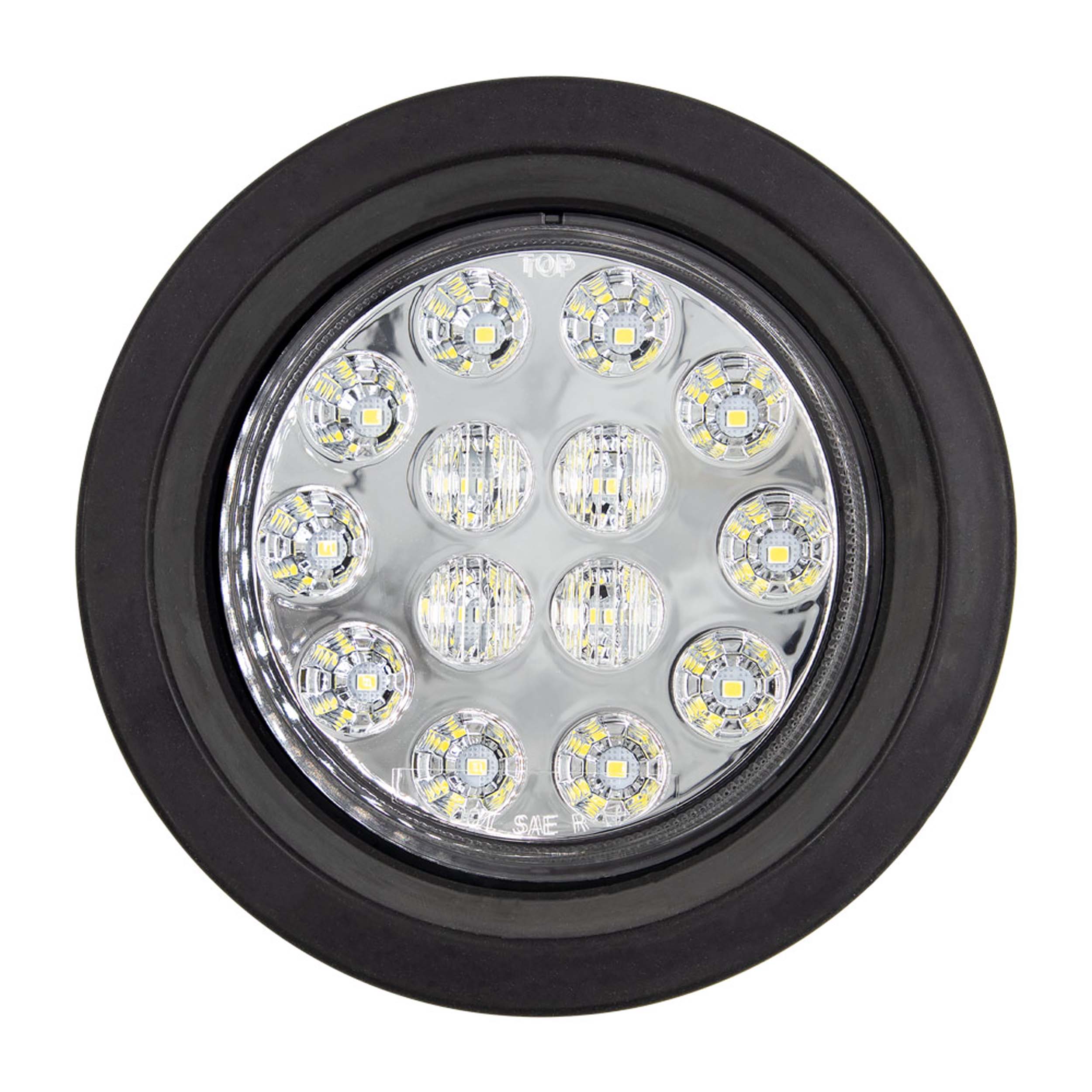 Round White Lights with Grommet - 4 Inch, 14 LED