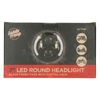 Round Motorcycle Headlights with Black Face and Partial Halo