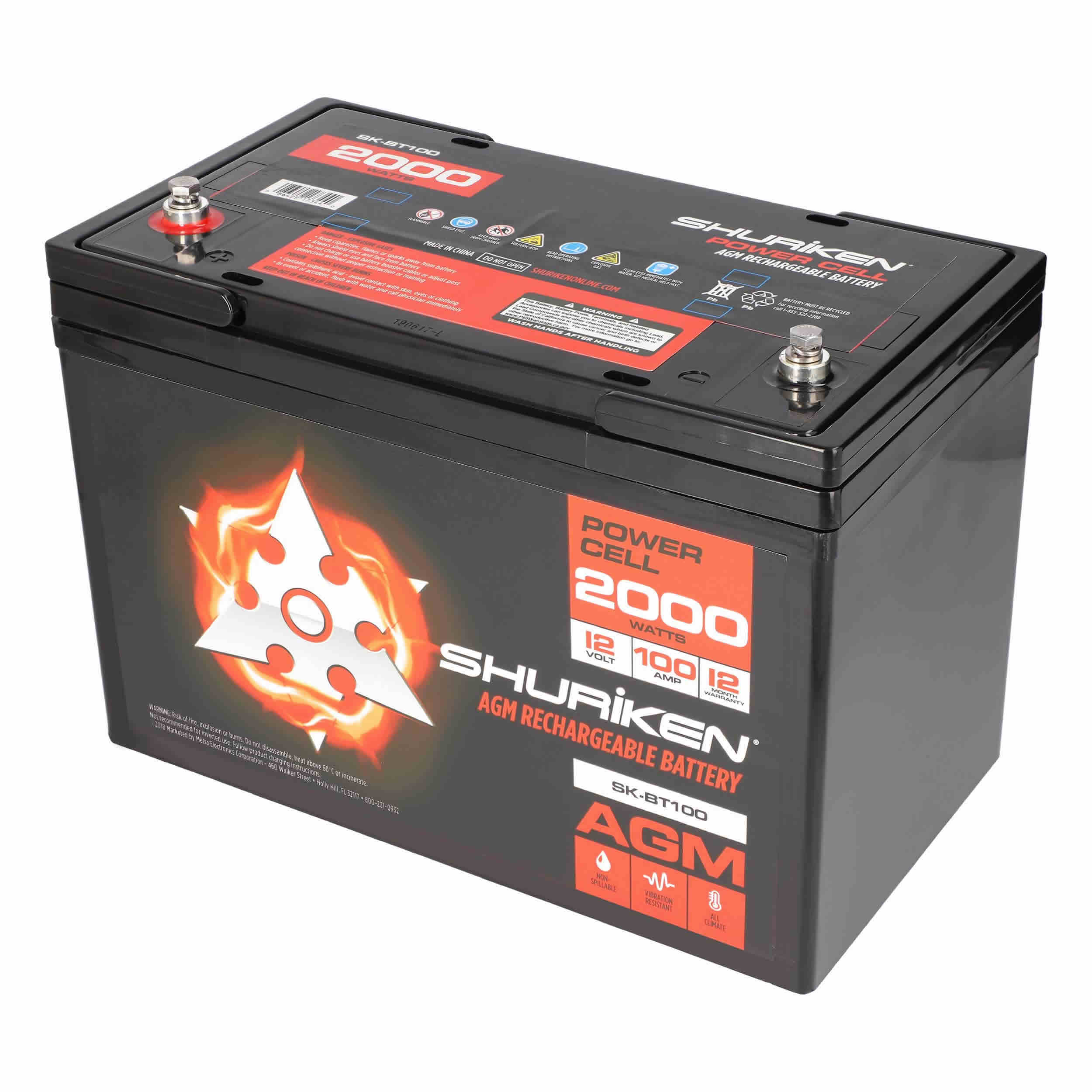 2000W 100AMP Hours Large Size AGM 12V Battery