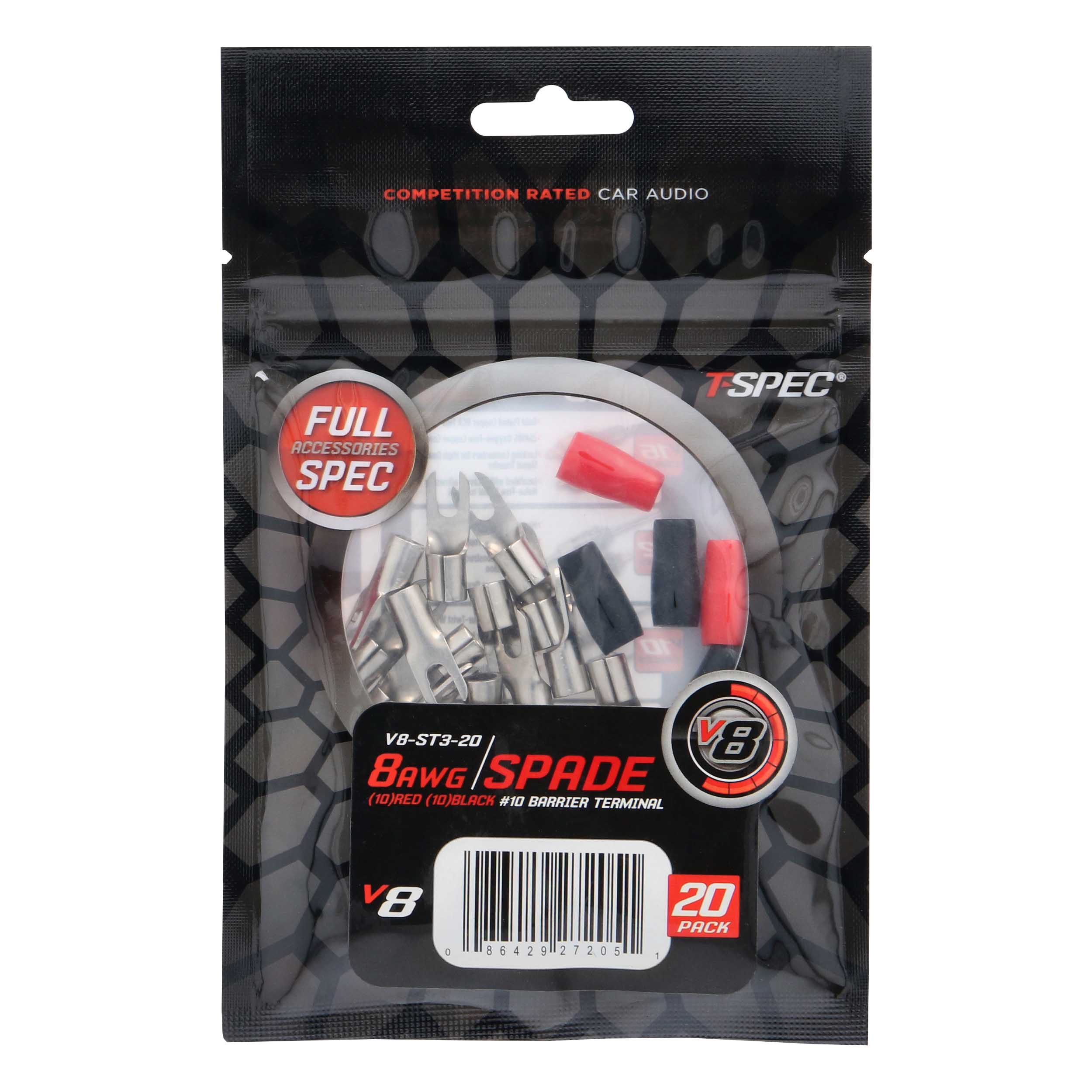 V8 Spade Terminal | 8 AWG | # 10 | 20 Pack