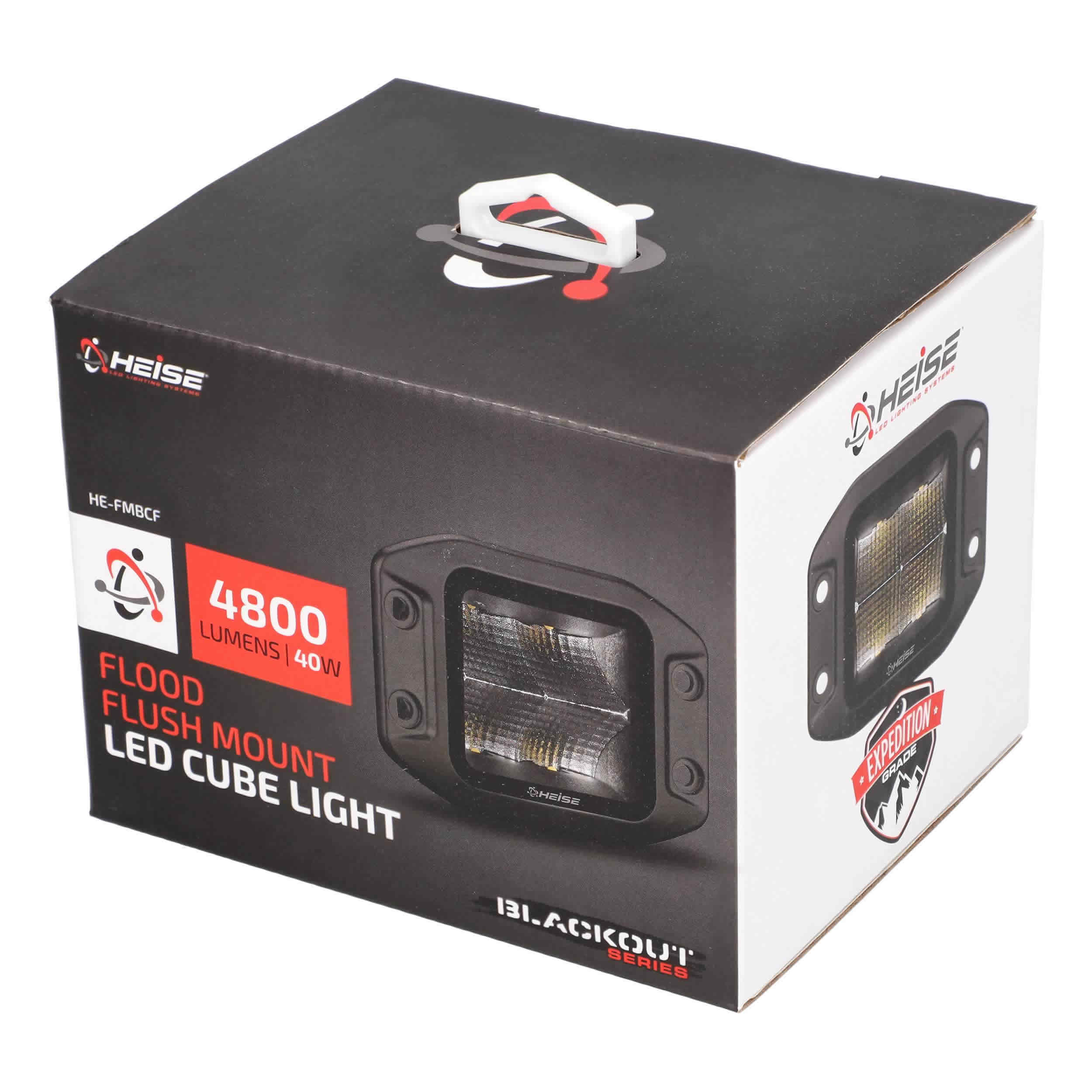 Blackout Flush Mount 3.5" Cube 4 LED Light - Flood