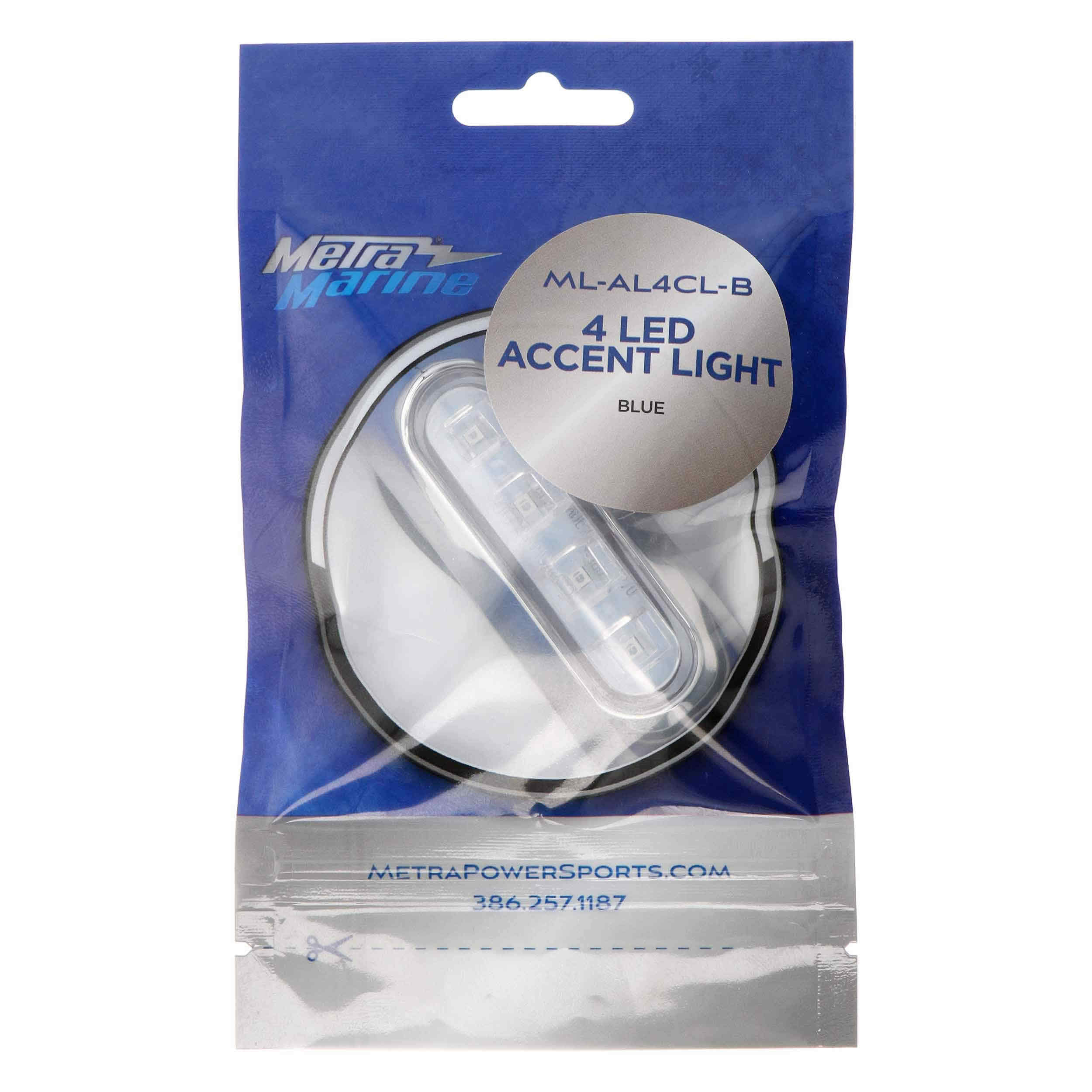 Blue 4-LED Accent Light - Chrome Plastic Bezel