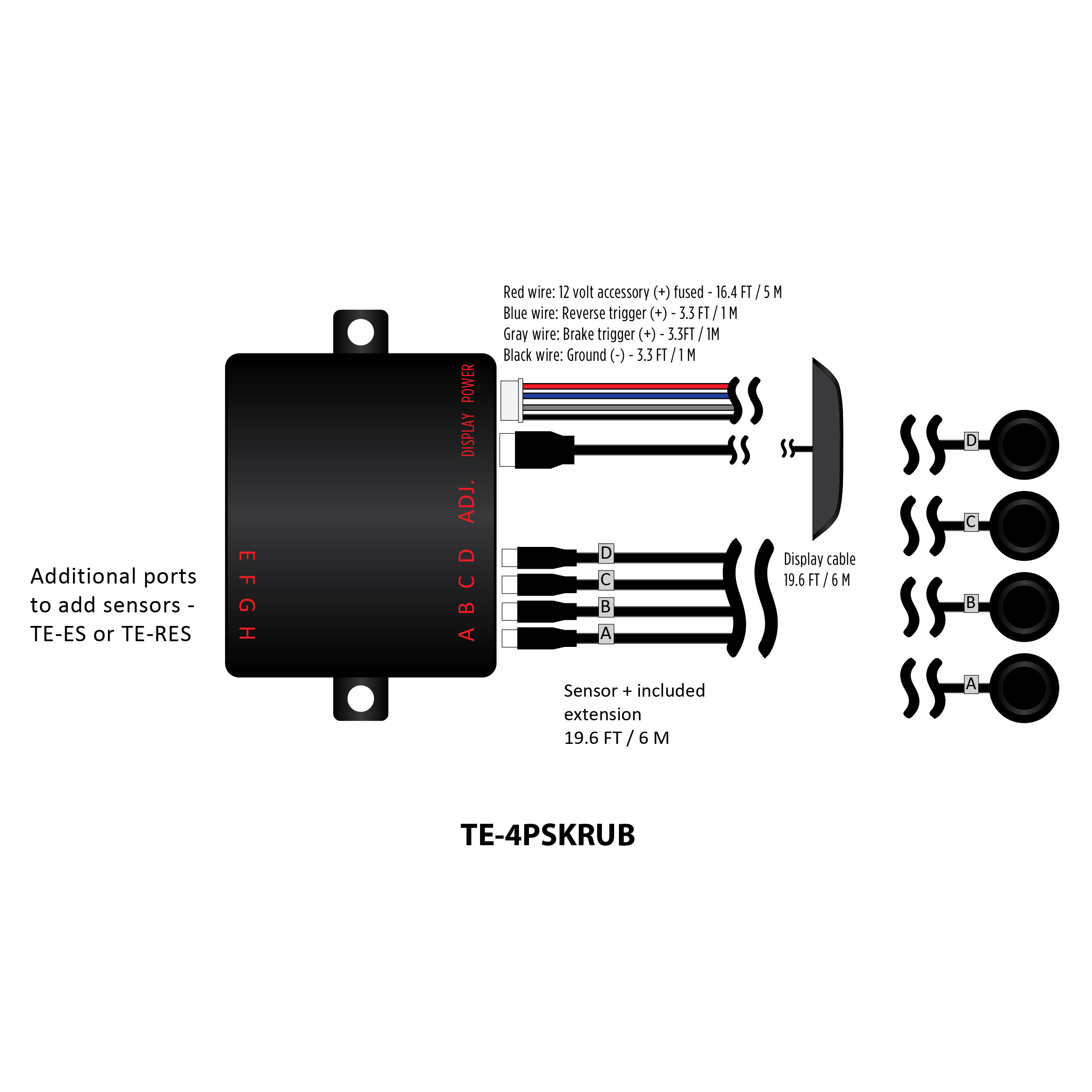 4 Rubber Sensor Rear Parking Kit
