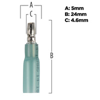 Heat Shrink Blue Male Bullet Connector 16-14 Gauge .157