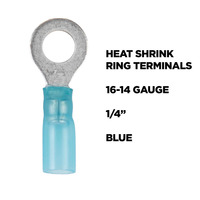 Heat Shrink Blue Ring Terminal 16-14 Gauge 1/4 inch