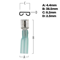 Heat Shrink Female Blue Quick Disconnects 16-14 Gauge .250