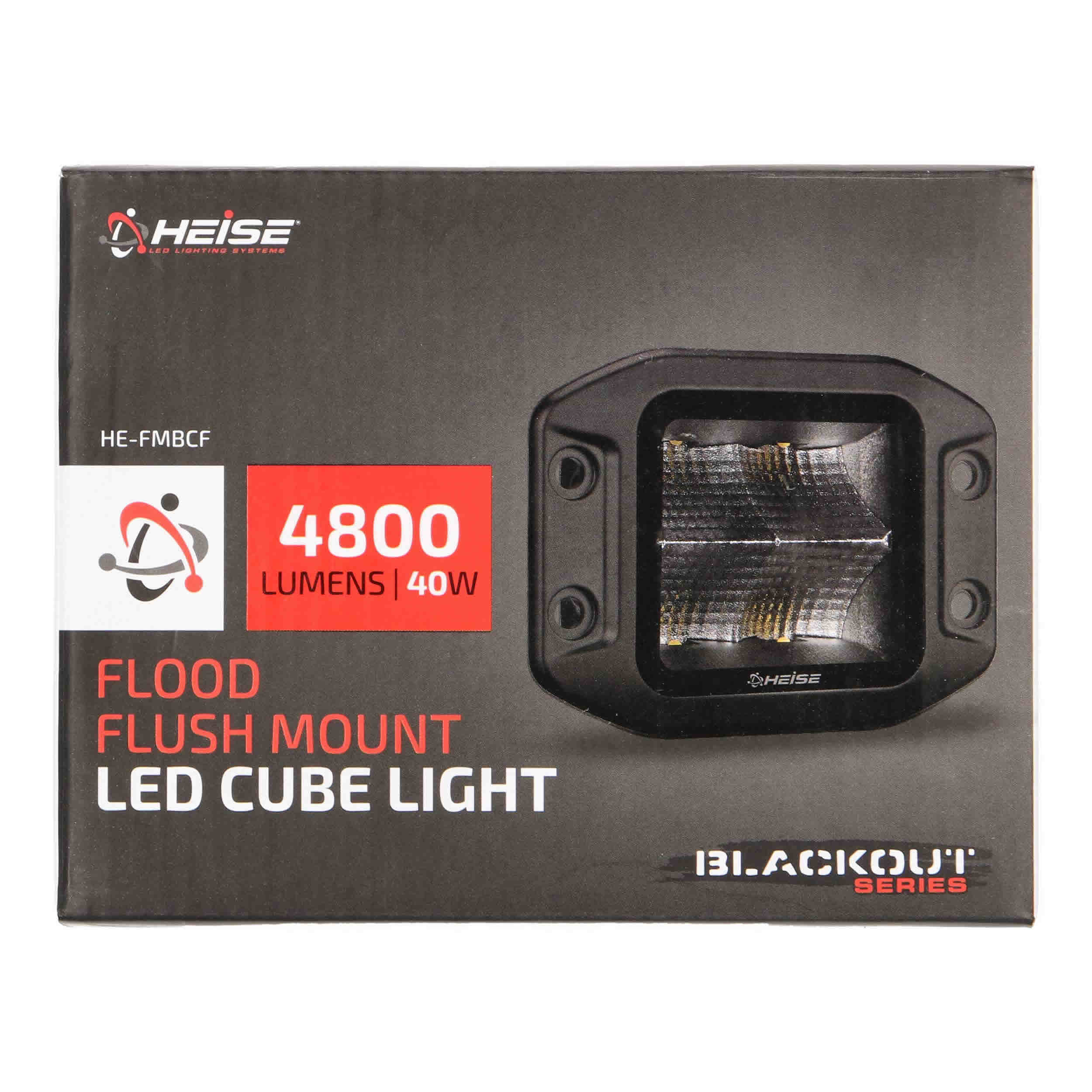 Blackout Flush Mount 3.5" Cube 4 LED Light - Flood