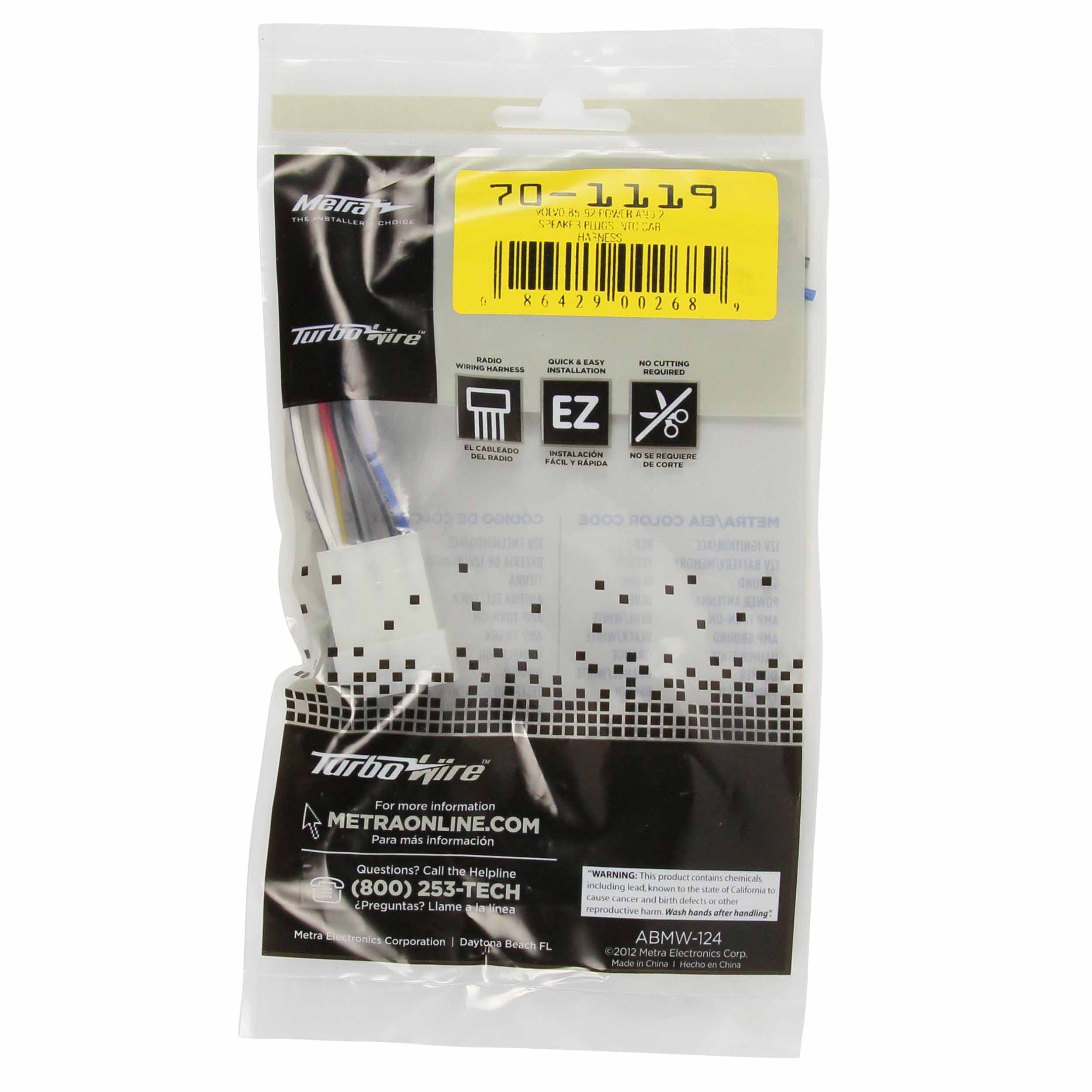 Radio Replacement Harness - Fits Volvo 1981-1993