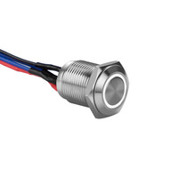 Silver 12MM Round Illuminated Momentary Switches - White