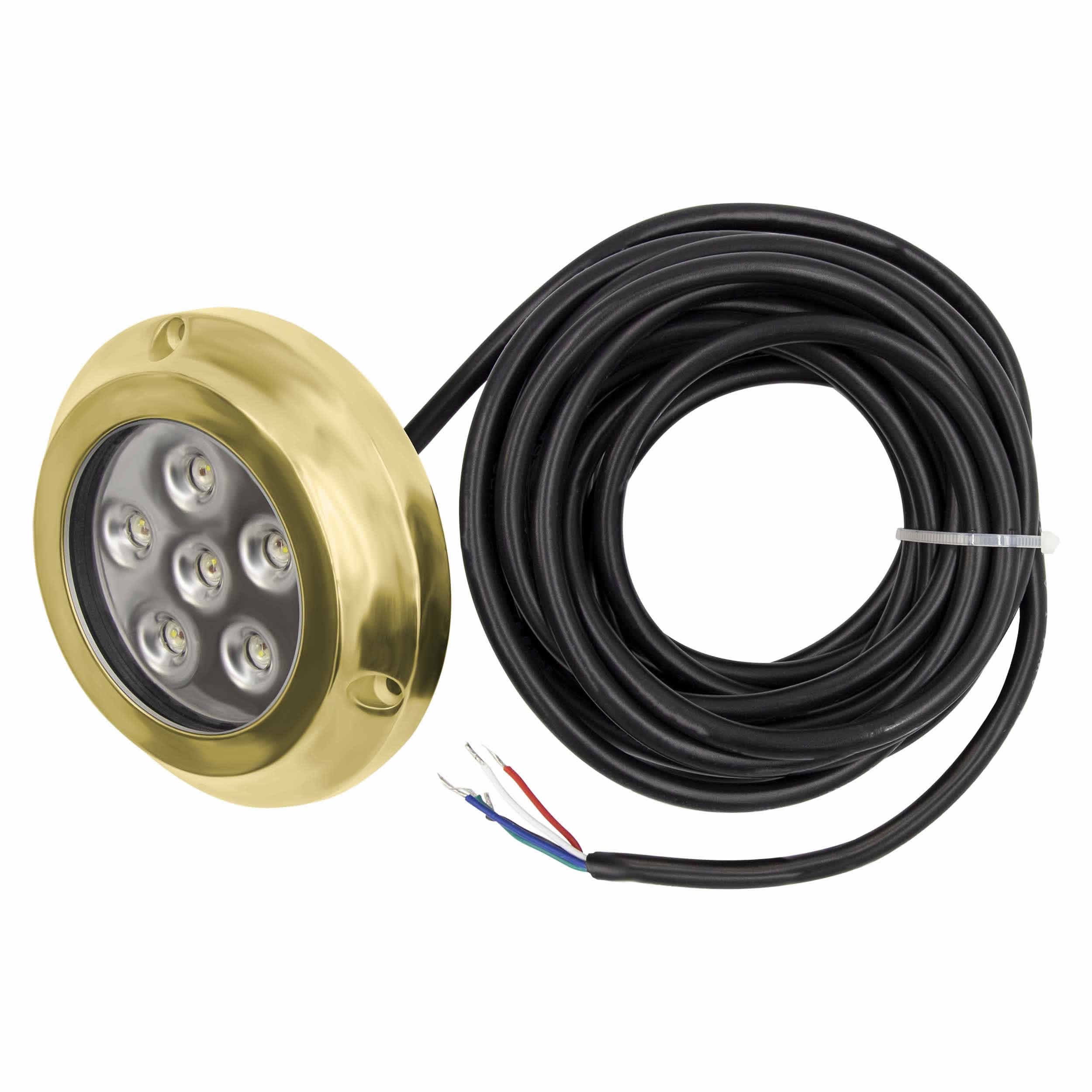 72W RGBW Underwater Transom Light, Brass
