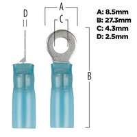 Heat Shrink Blue Ring Terminal 16-14 Gauge #8