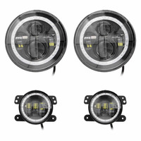 7" Chasing Halo LED Headlight & 4" Fog Light Kit with Controller
