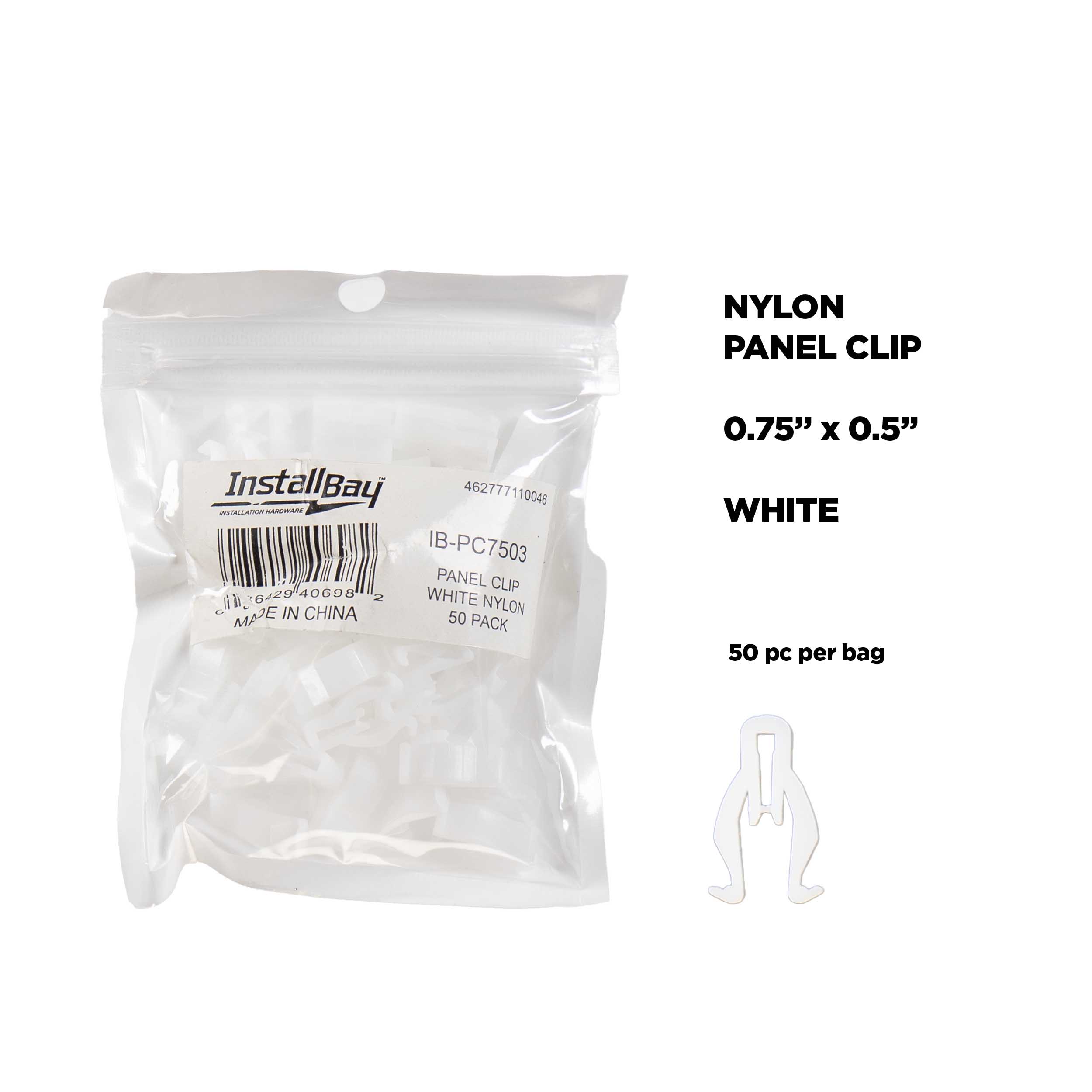 PANEL CLIP WHITE NYLON 50PK
