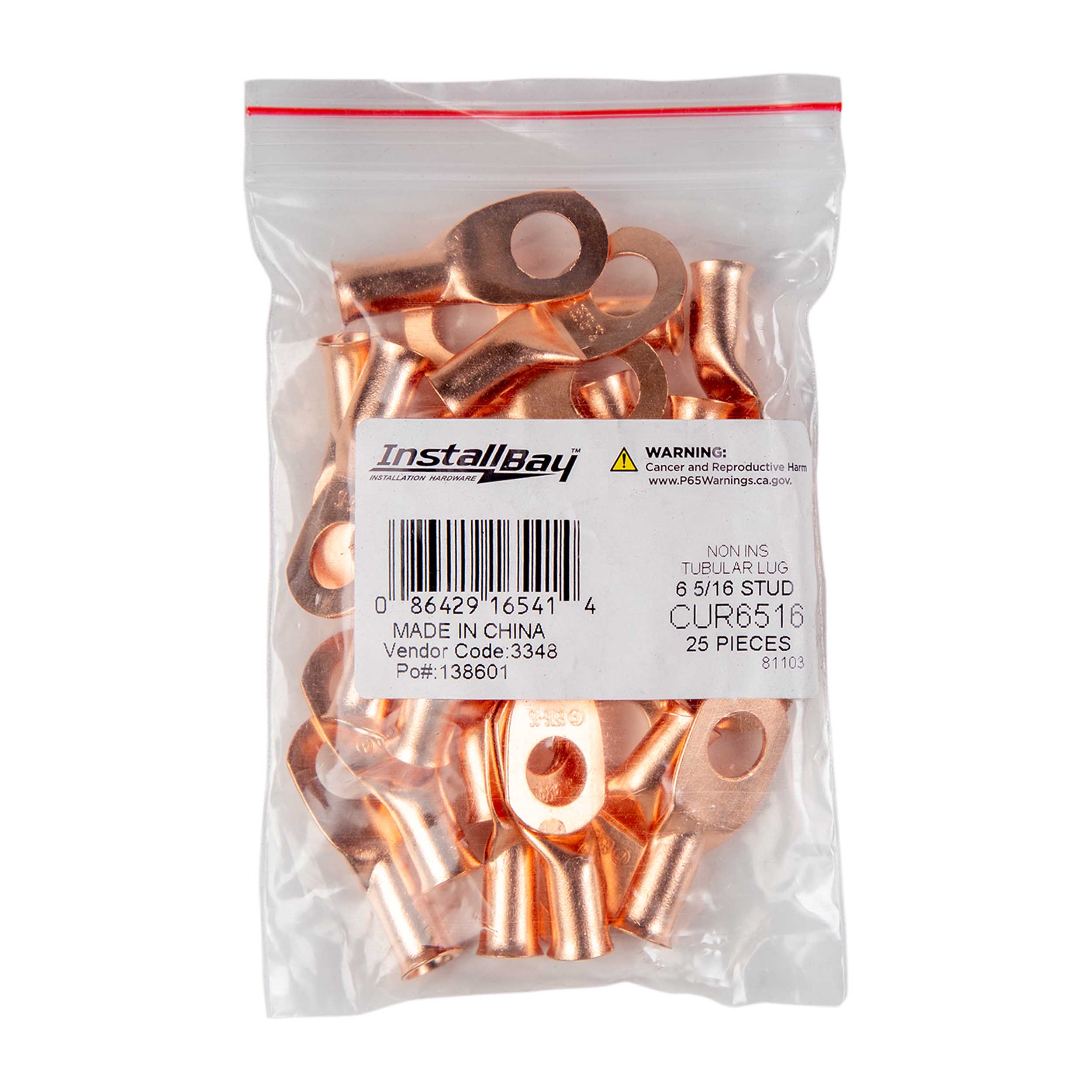 Copper Uninsulated Ring Terminal 6 Gauge 5/16 inch