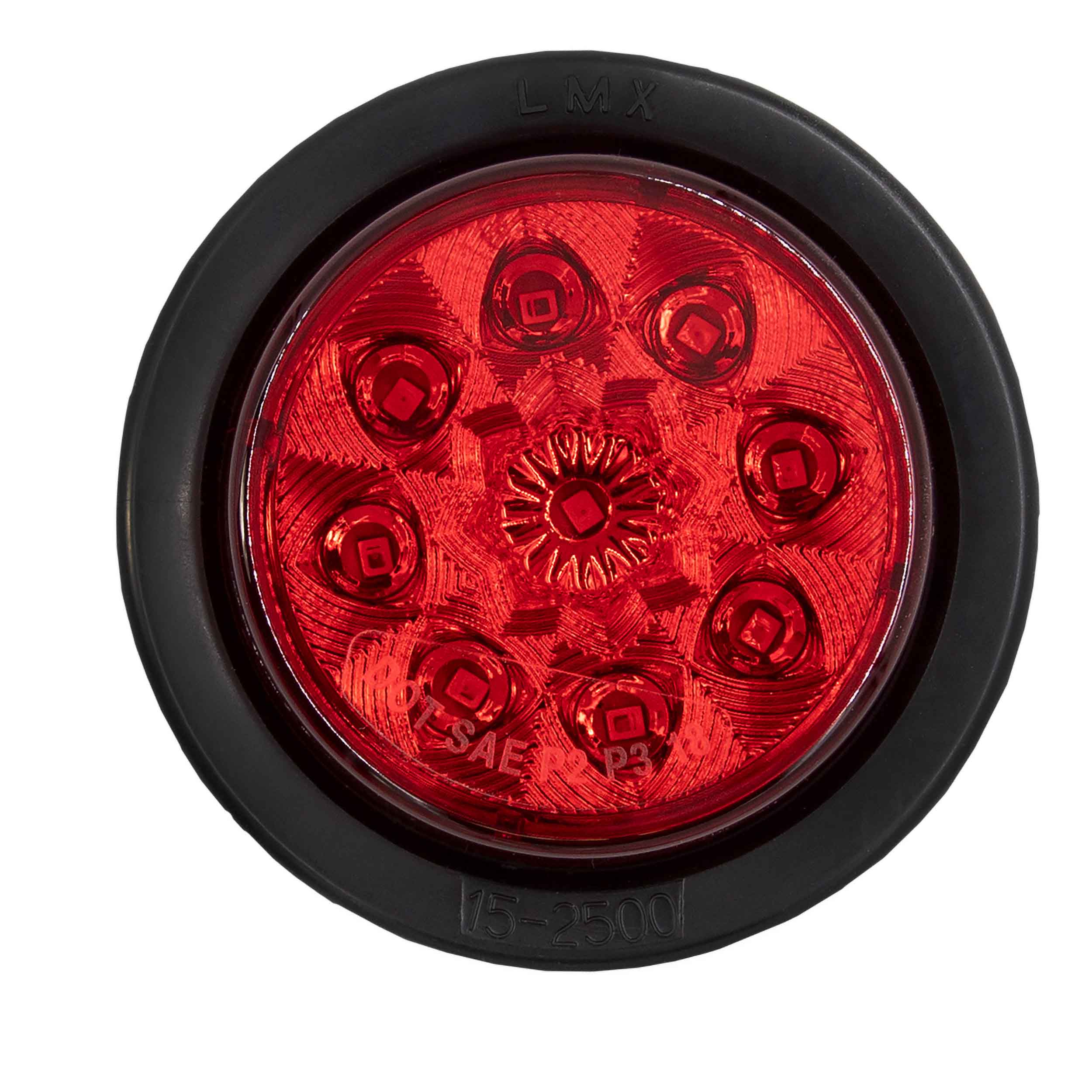 Round Red Marker/Clearance Light with Grommet - 2.5 Inch, 9