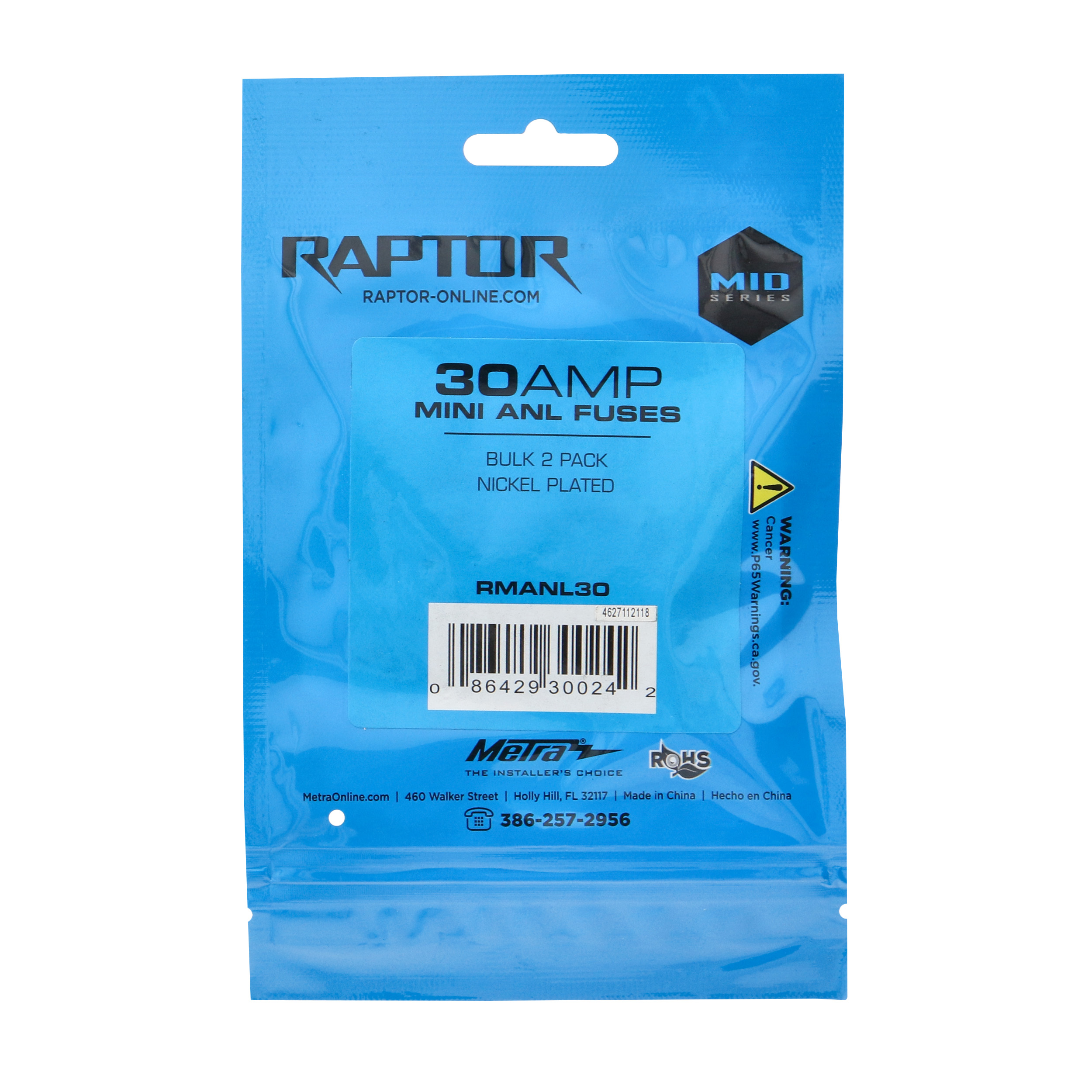 30 AMP Mini ANL Fuses Nickel Plated - MID SERIES - 2 PK