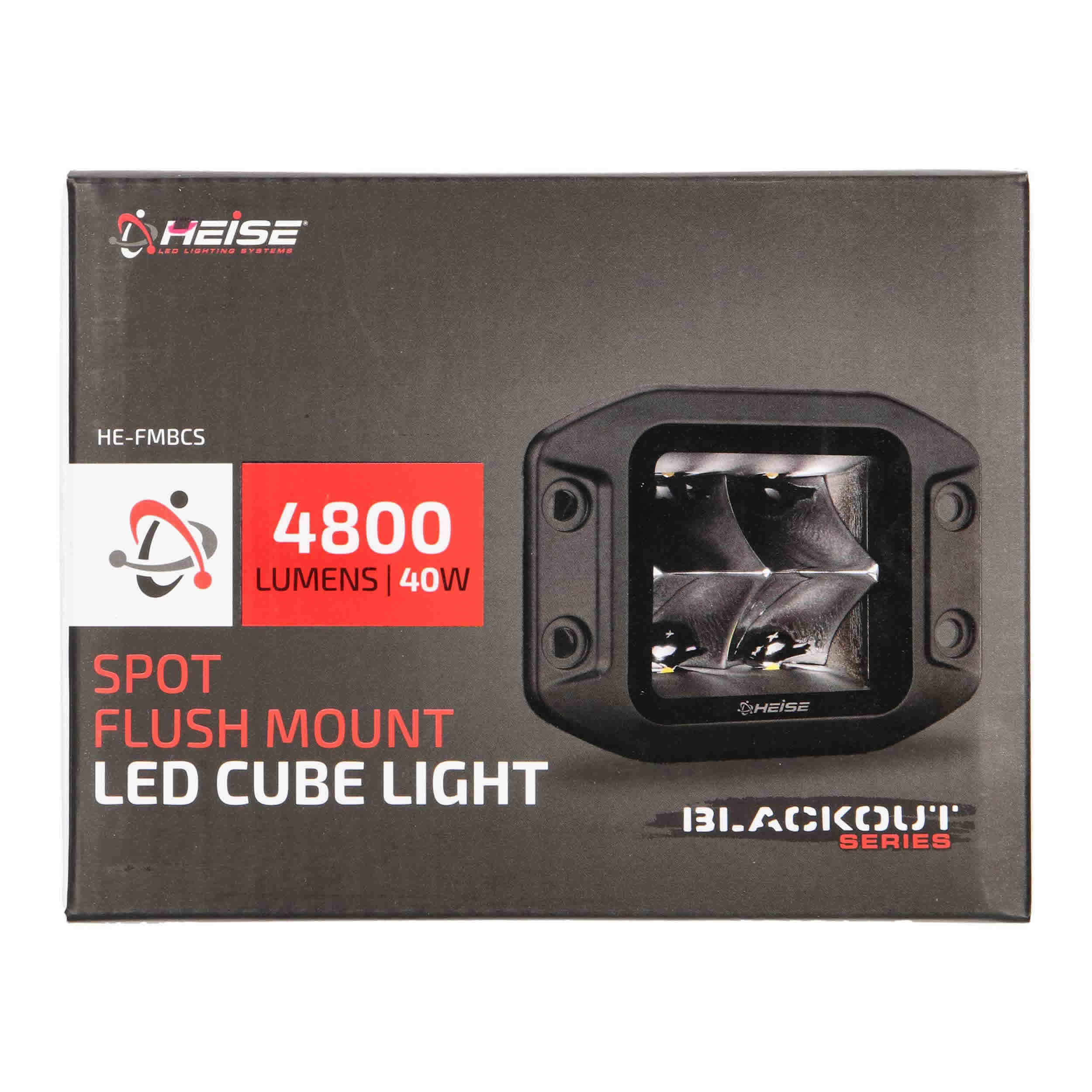Blackout Flush Mount 3.5" Cube 4 LED Light - Spot
