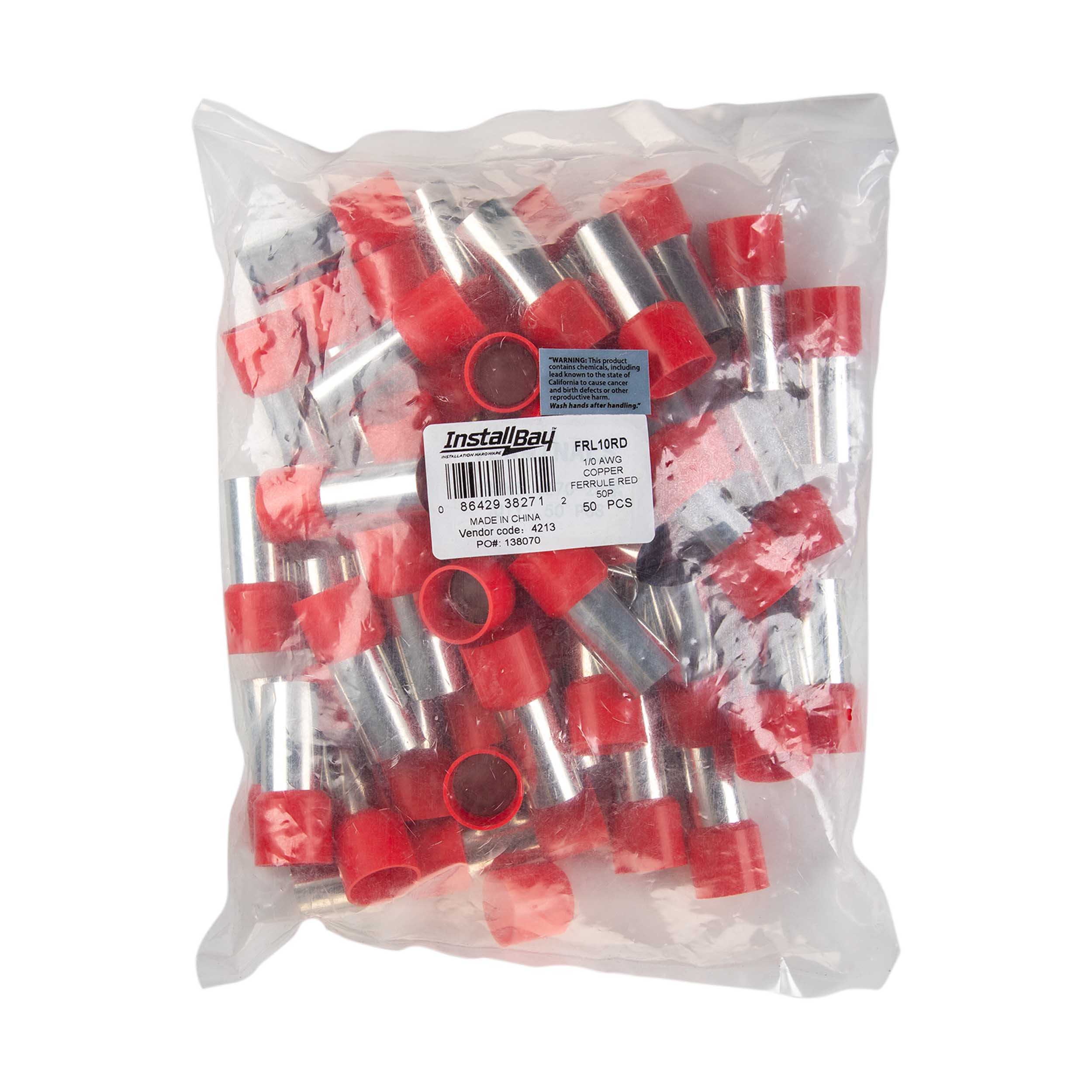 Ferrules - Red 1/0GA - 50 per Bag
