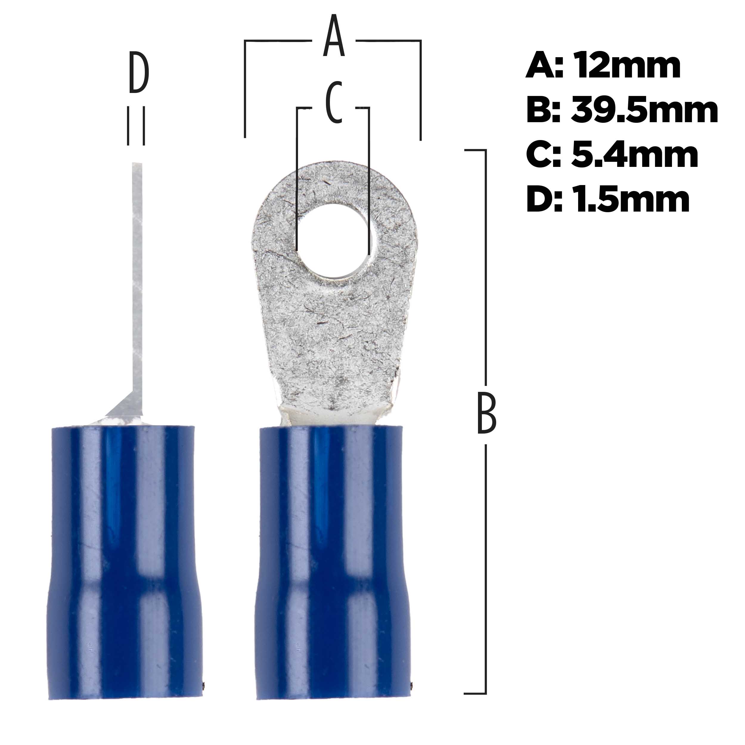 Blue Vinyl Ring Terminal 6 Gauge #10 -  Package of 25