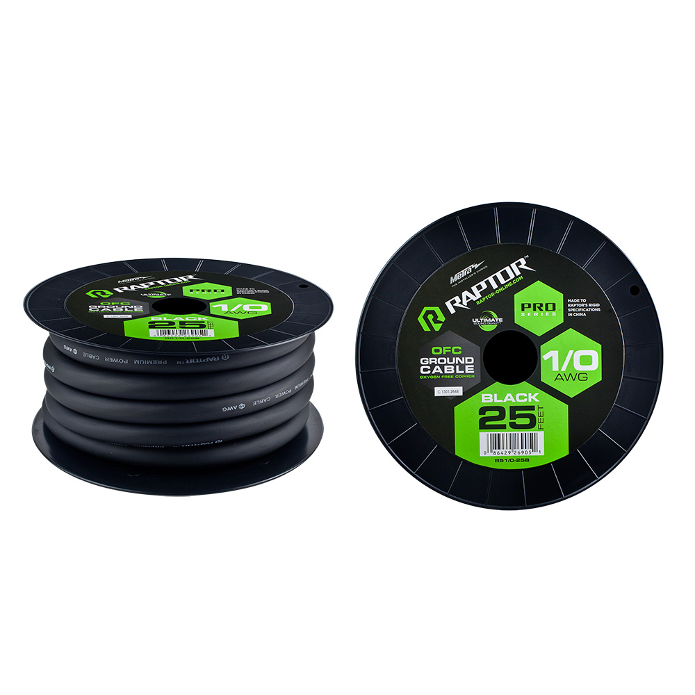 25 ft 1/0 AWG BLACK PRO-SERIES OFC POWER CABLE
