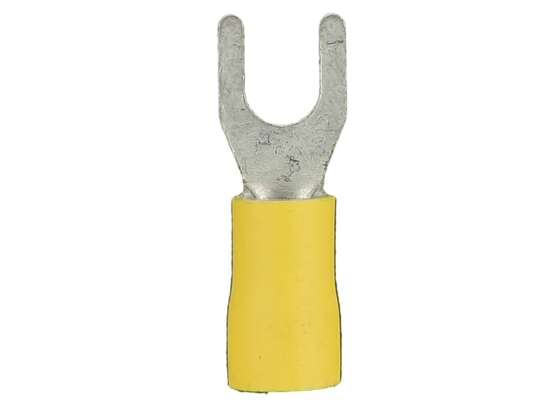 Yellow Vinyl Spade Terminal 12-10 Gauge #6 - Package of 100