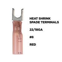 Heat Shrink Red Vinyl Spade Term 22/18 Gauge #8 - 100 pack
