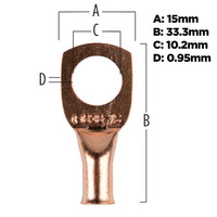 Copper Uninsulated Ring Terminal 8 Gauge 3/8 inch