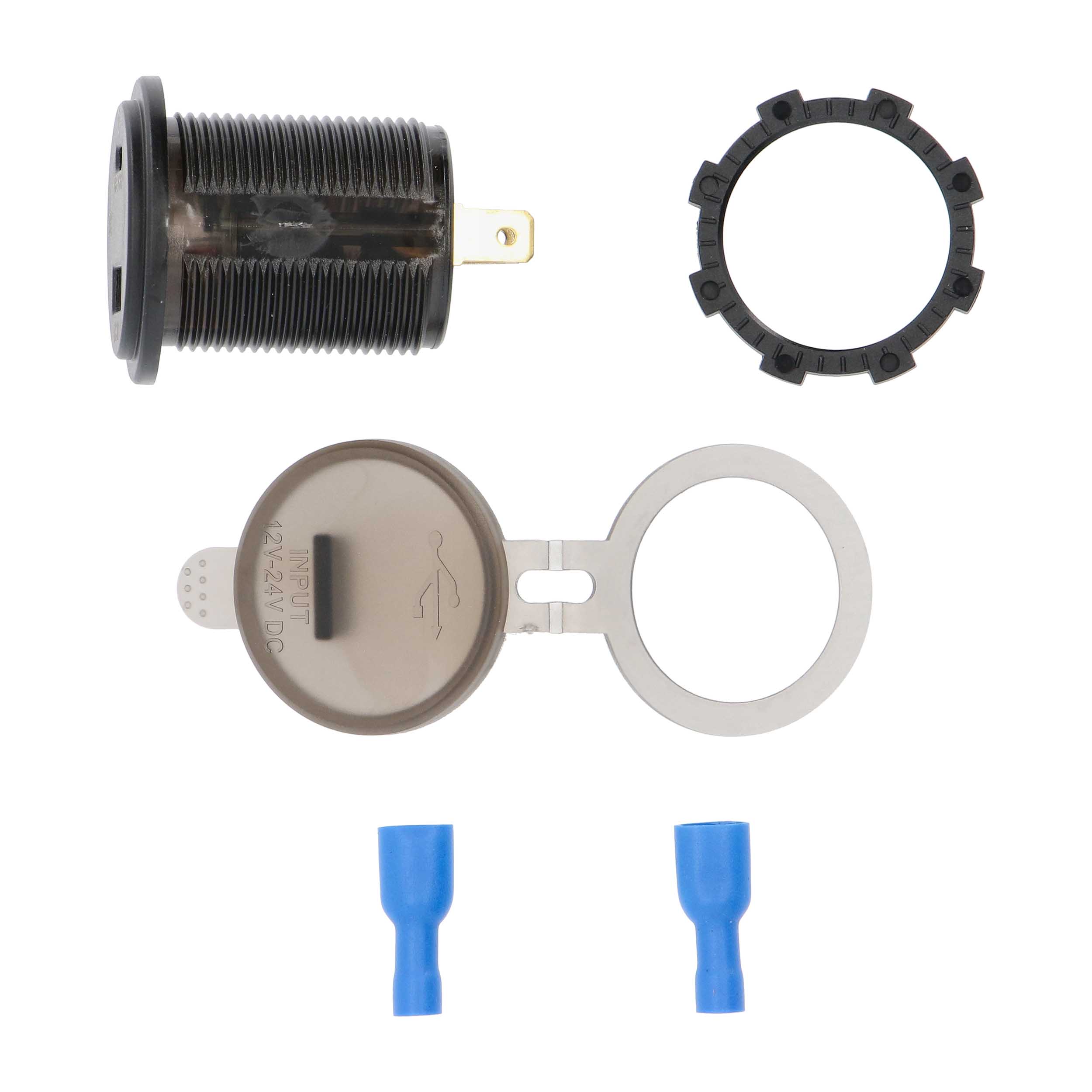 Type C + USB 3.0 4X Charge + Voltmeter Flush Mount - Retail