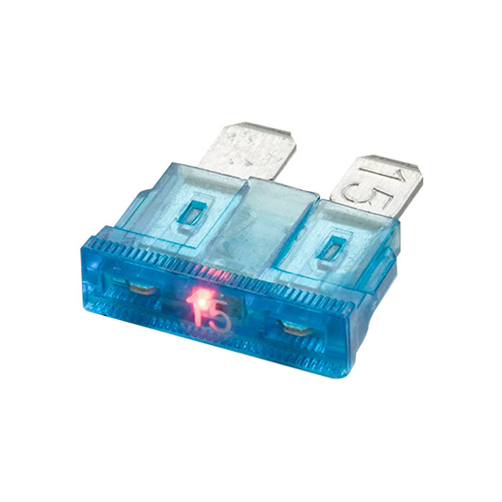 REGULAR AUTO BLADE FUSE WITH INDICATING LED - 15 AMP